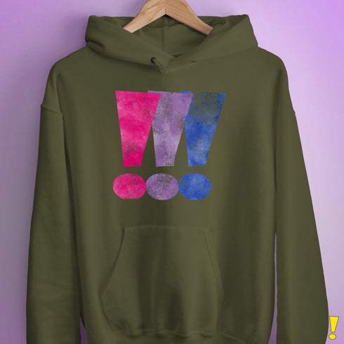 Bisexual Pride Exclamation Points Hoodie - Army
